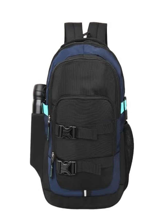 MUCHOVA Shoulder Laptop Backpack for Men & Women, Casual Travel Backpack for Boys & Girls, Medium Lightweight School Bookbag (Black Blue) - Image 1